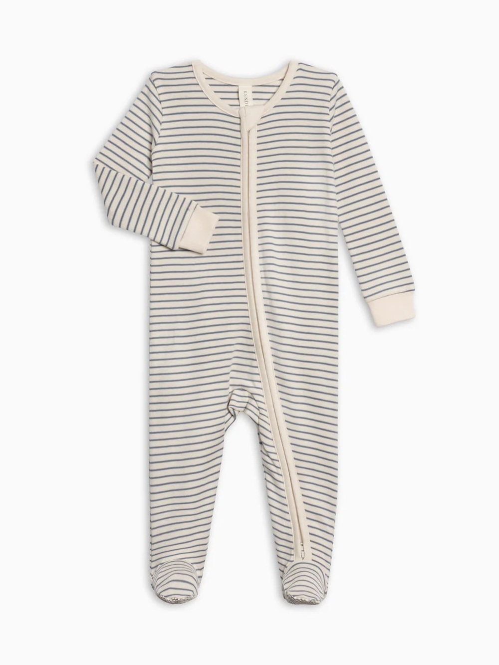 Peyton Zipper Sleeper summit stripe denim Striped Navy and Cream One-Piece